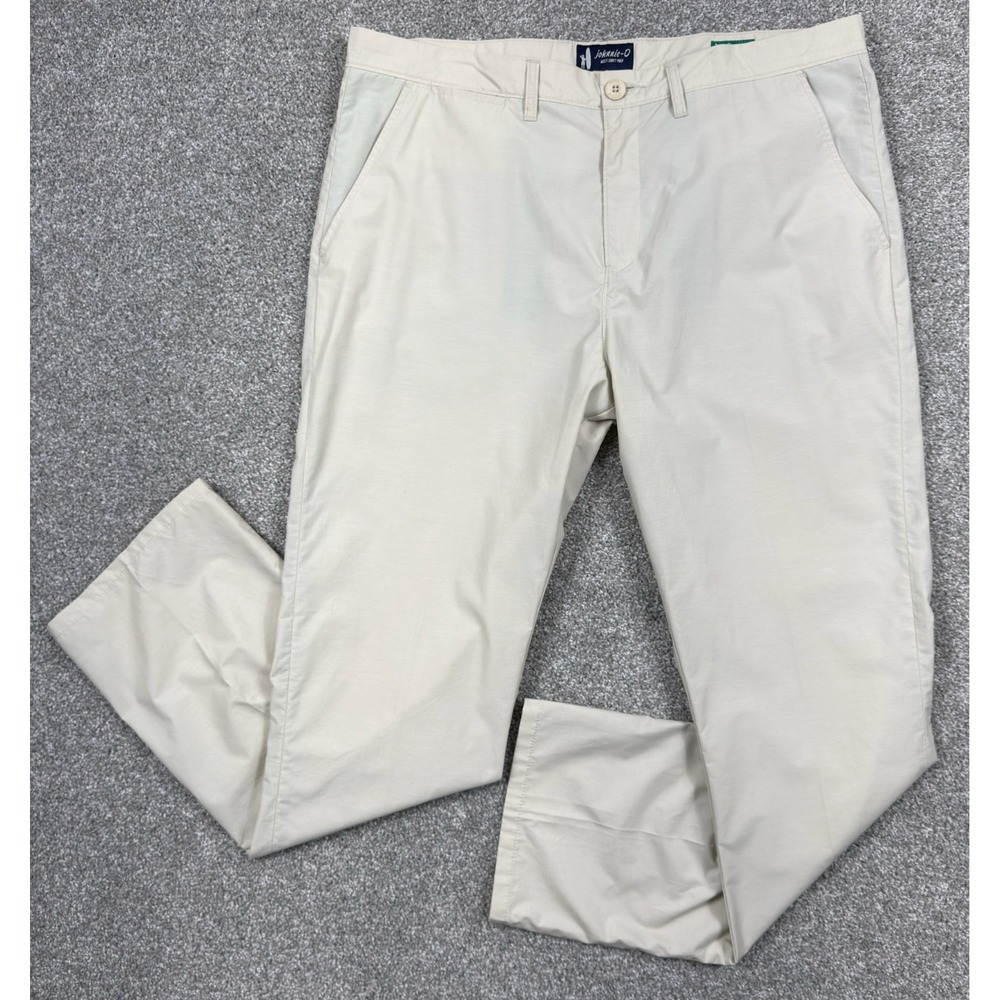 Johnnie-O Dew Sweepers Golf Pants Mens 38x32 Stone Khaki Performance Chino